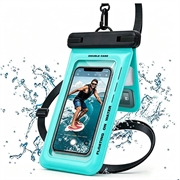 IPX8 Waterproof Floating Phone Case with Dual Storage Compartments - 7.5" - Cyan