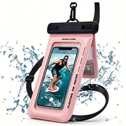 IPX8 Waterproof Floating Phone Case with Dual Storage Compartments - 7.5" - Pink