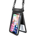 IPX8 Waterproof PVC Phone Pouch for Under 9.5-inches Dual Layer Mobile Phone Sealed Dry Bag with Strap - Black