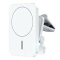 JJT-987 15W Magnetic Wireless Charger/Car Holder with Air Vent Clip - MagSafe Compatible - White