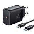 JOYROOM JR-TCF11 25W Fast Wall Charger Set with USB-C to USB-C 60W 1m Cable, EU Plug