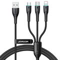 JOYROOM SA33-1T3 Starry Series 1.2m 3-in-1 Data Cable USB-joA to IP+Type-C+Micro 3.5A Charging Cable