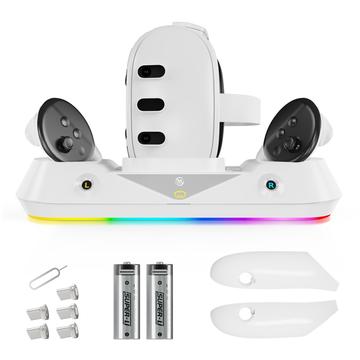 JYS MQ001 For Oculus / Meta Quest 3 Magnetic Charging Dock RGB Light VR Headset Display Stand VR Accessories (Open Box - Bulk Satisfactory)