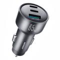 Joyroom JR-CCN19 65W 3-Port PD QC Car Charger - 2x USB-C, USB-A - Grey