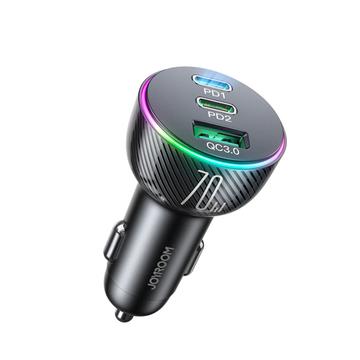 Joyroom JR-CL26 70W Car Charger with 3 Ports - 2x USB-C, USB-A - Black