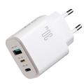 Joyroom JR-TG6 GaN 3-Port 30W Wall Charger - USB-C/Lightning/USB-A - White