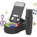 K500 Rotating Phone Stand with Bluetooth Speaker & 2 Karaoke Microphones - Black