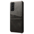 Samsung Galaxy S22 5G KSQ Coated Plastic Case with Card Slots - Black