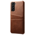 Samsung Galaxy S22 5G KSQ Coated Plastic Case with Card Slots - Brown
