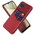 KSQ Samsung Galaxy A12 Case with Card Pocket - Red