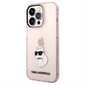 Karl Lagerfeld Choupette Logo iPhone 14 Pro Case - Transparent Pink
