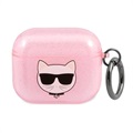 Karl Lagerfeld Glitter Choupette Head AirPods 3 TPU Case - Pink