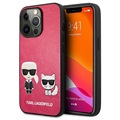 Karl Lagerfeld Ikonik Karl & Choupette iPhone 13 Pro Case - Fuchsia