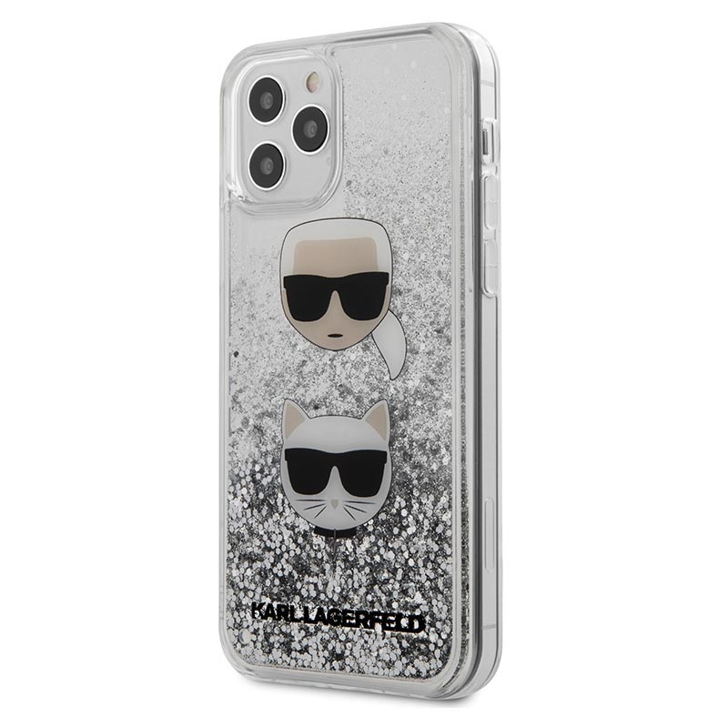 Karl Lagerfeld Ikonik Liquid Glitter Iphone 12 12 Pro Case Silver