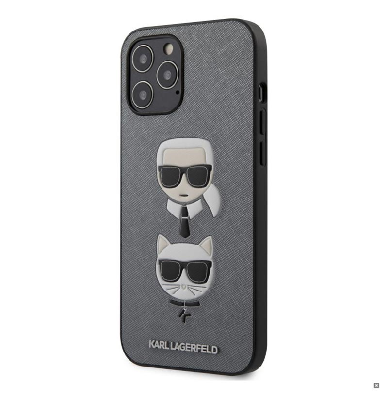 Karl Lagerfeld iPhone 12 Pro Max Case - Karl & Choupette - Silver