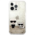 Karl Lagerfeld Liquid Glitter Karl & Choupette iPhone 13 Pro Case - Gold