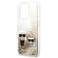 Karl Lagerfeld Liquid Glitter Karl & Choupette iPhone 13 Pro Case - Gold