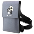 Karl Lagerfeld Smartphone Shoulder Bag - Karl & Choupette - Silver