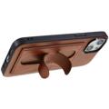 iPhone 14 Plus Coated Case with Card Slot & Kickstand - Brown
