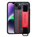 Dual-Color iPhone 14 Coated Case with Hand Strap & Card Slot