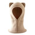 Kids Cat Ear Knitted Balaclava - Beige
