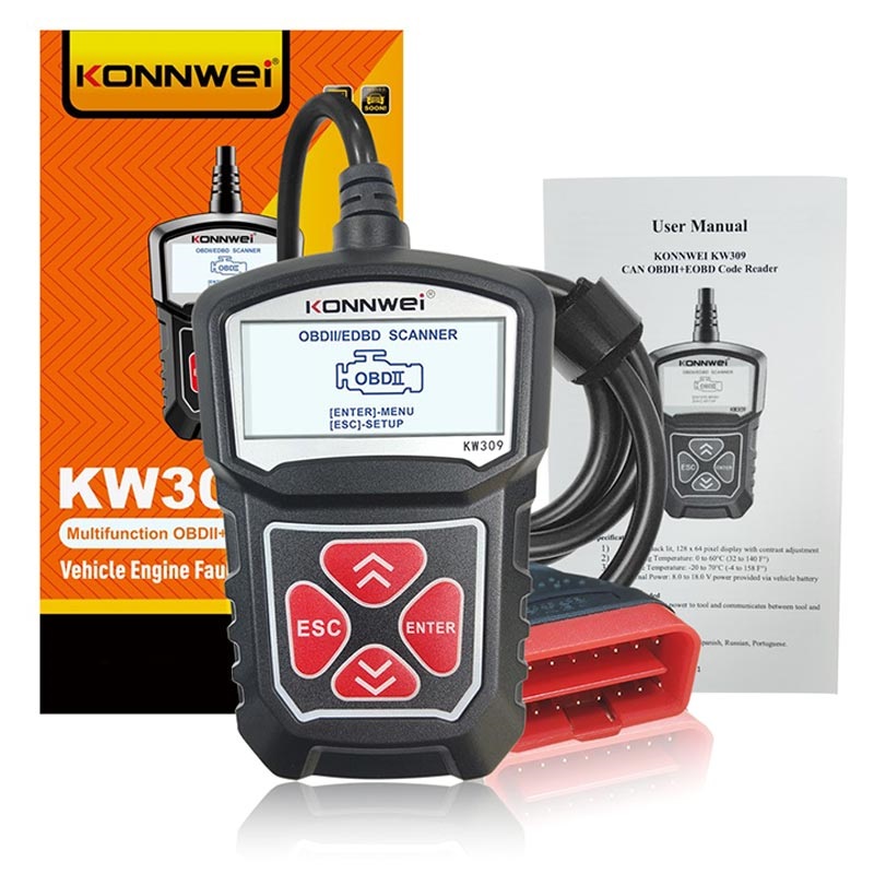 Konnwei KW309 OBD2/EOBD Car Fault Diagnostic Tool with LCD Black