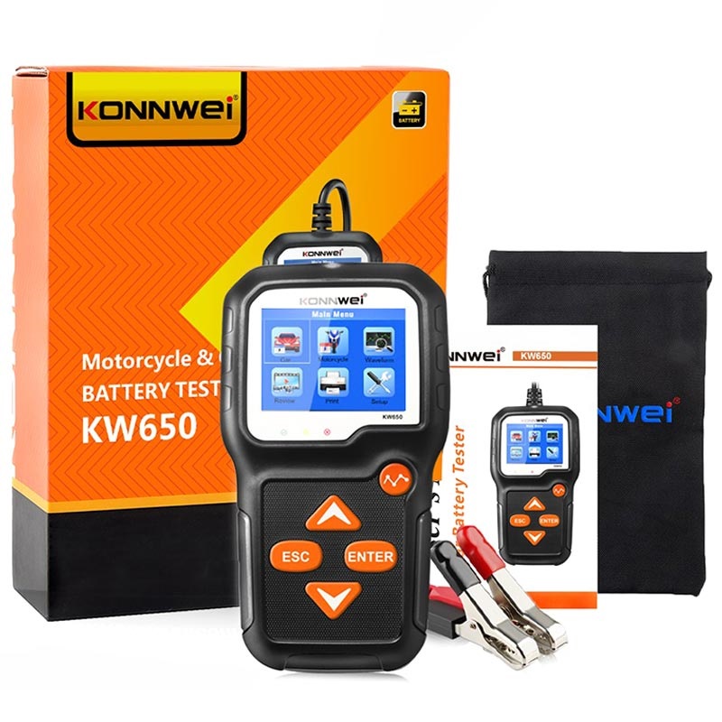 Konnwei KW650 Motorcycle & Car Battery Tester - 6V-12V