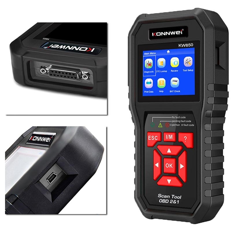  Valise Diagnostic Auto, Lecteur de Code de Défaut D'outil de  Scanner de Diagnostic de Voiture Universel KW850 OBDII OBD2 EOBD avec Un  Clic