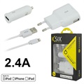 Ksix 3-in-1 Lightning Charging Set MFi - 2.4A - White