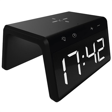 Ksix Alarm Clock 2 with Fast Wireless Charger and Night Lamp - 10W - Black