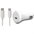 Ksix Power Delivery USB Type-C Car Charger with Lightning Cable - 18W