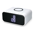 Portable Bluetooth Speaker with LED Alarm Clock - White