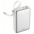 LDNIO PQ51 20000mAh 45W Magnetic Power Bank - Built-In USB-C Cable, 15W Wireless Charging - White