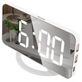 LED Alarm Clock with Digital Display and Mirror TS-8201 - White
