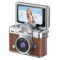 LK-027 Mini Retro Thumb Camera - 1.47" Flip Screen, HD 720p Video - Brown
