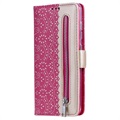 Lace Pattern Huawei P40 Lite Wallet Case - Hot Pink