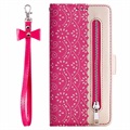 Lace Pattern Samsung Galaxy A21s Wallet Case with Stand Feature - Hot Pink