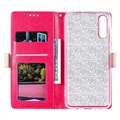 Lace Pattern Samsung Galaxy A50 Wallet Case - Hot Pink