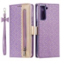 Lace Pattern Samsung Galaxy S21 FE 5G Wallet Case - Purple