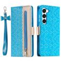 Lace Pattern Samsung Galaxy S23 5G Wallet Case - Blue