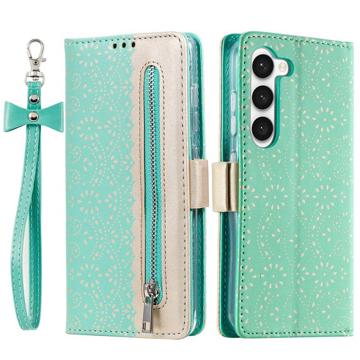 Lace Pattern Samsung Galaxy S23 5G Wallet Case - Green