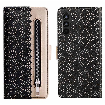 Lace Pattern Samsung Galaxy A13 5G Wallet Case - Black