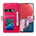 Lace Pattern Samsung Galaxy A13 Wallet Case - Hot Pink