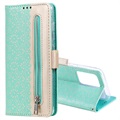Lace Pattern Samsung Galaxy S21 Ultra 5G Wallet Case - Green