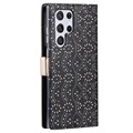 Lace Pattern Samsung Galaxy S22 Ultra 5G Wallet Case - Black