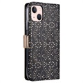 Lace Pattern iPhone 14 Wallet Case - Black