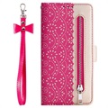 Lace Pattern iPhone 11 Wallet Case - Hot Pink