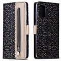 Lace Pattern Samsung Galaxy S20+ Wallet Case - Black