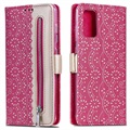 Lace Pattern Samsung Galaxy S20+ Wallet Case - Hot Pink