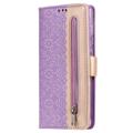 Lace Pattern iPhone 14 Pro Max Wallet Case - Purple